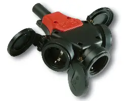 Šuko utičnica trostruka, gumena, IP44, s opružnim poklopcem, Z25322-S