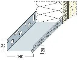Početni koritasti-Sockeltrogprofil WDVS Alu 140mm 90814 (9213) 2,50lfm/Sta, 6Sta/Bd, 56Bd/Pal, Z490814