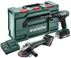 =81= Baterijska bušilica-kutna brusilica set METABO BS 18 + W 18 L 9-125 2,0/4,0Ah Li-Power, Z685204500