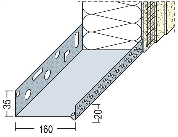 Sockeltrogprofil WDVS Alu 160mm 90816 (9214) 2,50lfm/Sta, 6Sta/Bd, 56Bd/Pal, Z490816