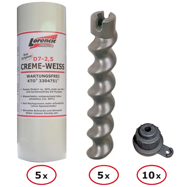 Rotor/Stator-Set LORENCIC D 7-2,5 cremeweiß inkl. 5 Rotoren/Statoren, 10 Spritzdüsen 14mm, Z00867292LO
