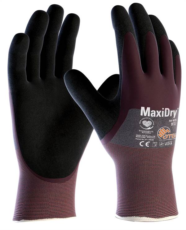 Radne rukavice višenamjenske MAXIDRY® 56-425, lila/crne, 3/4 premazane, EN 388, vel. 10, Z131710