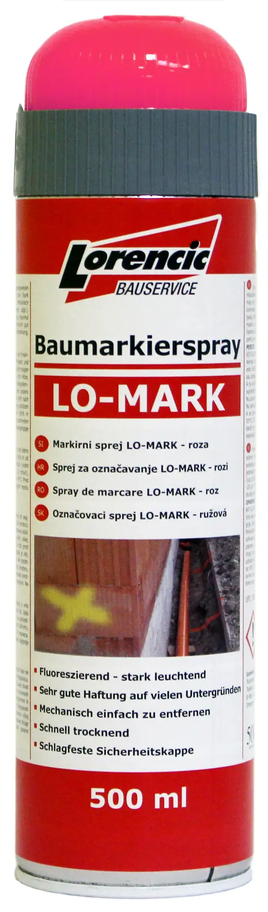 =§= Sprej za obeležavanje LO-MARK rozi 500ml 12kom/kart 75kart/pal, Z241625LO