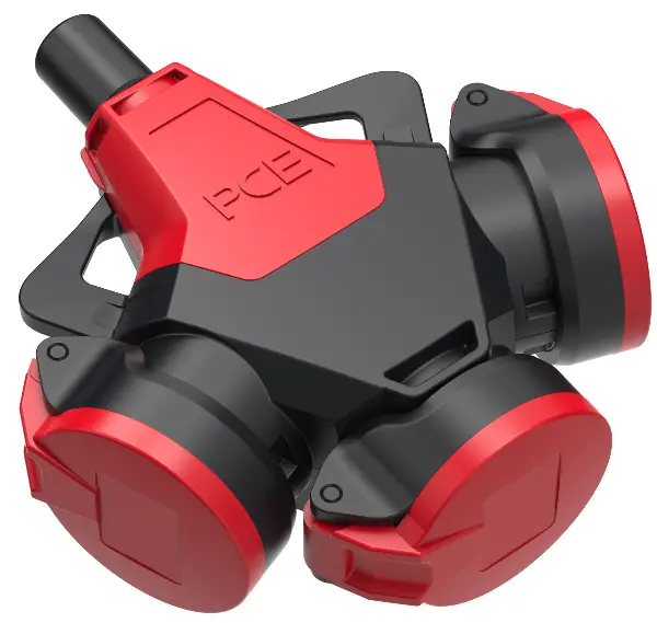 Šuko utičnica trostruka TAURUS 2 gumena IP54 sa crvenim poklopcem, Z253722-SR