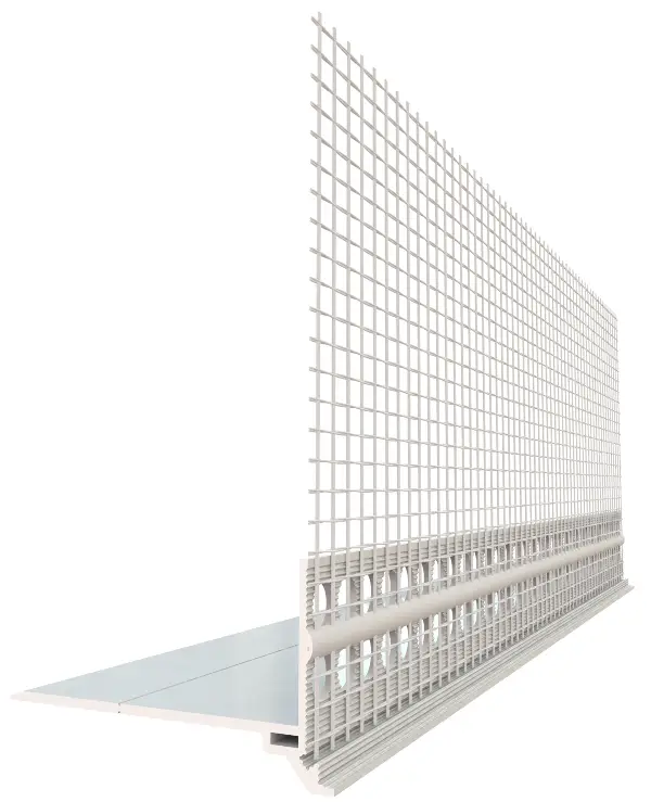 Sockelprofil PVC mit WDVS-Gewebe Typ PRAKTIKA 50x1mm 2,5lfm/Sta VPE25 = 62,5lfm 40Kart/Pal, Z4039050