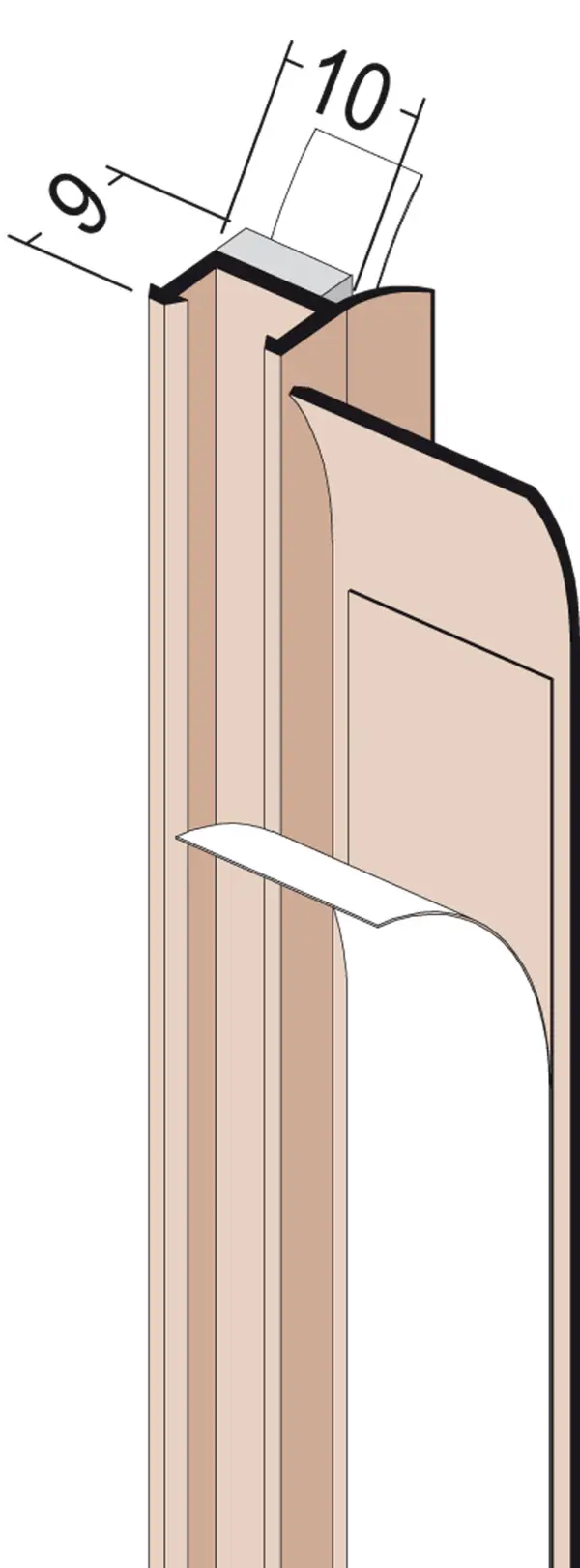 Priključni profil 3712 PVC sa zaptivkom 2,6 m/kom, 60 kom/karticom, 36 karata/pal, Z43712260