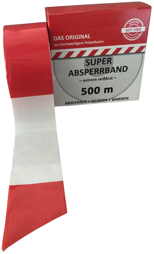 Građevinska zaštitna signalizacijska traka 80mm, belo-crvena, 35my, 500m/rola, Z450001