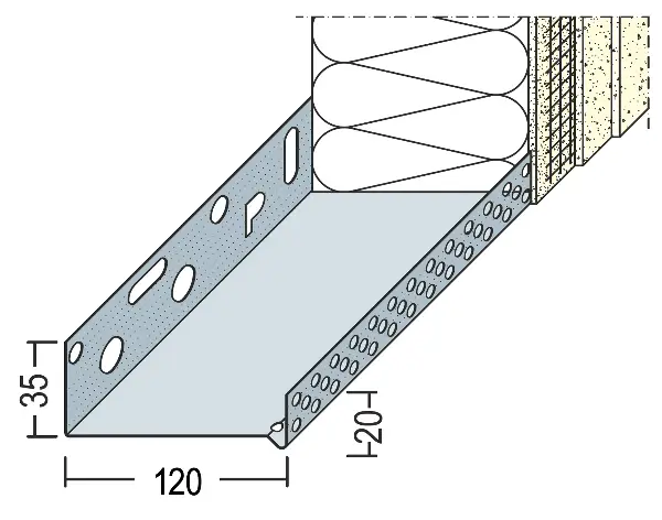 Početni Sockeltrogprofil WDVS Alu 120mm 90812 (9212) 2,50lfm/Sta, 6Sta/Bd, 70Bd/Pal, Z490812