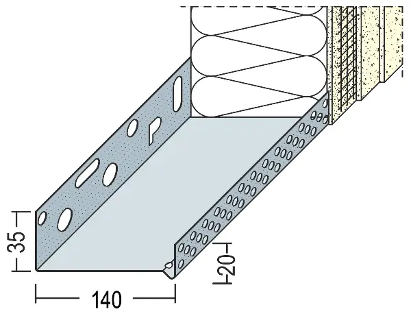 Početni koritasti-Sockeltrogprofil WDVS Alu 140mm 90814 (9213) 2,50lfm/Sta, 6Sta/Bd, 56Bd/Pal, Z490814
