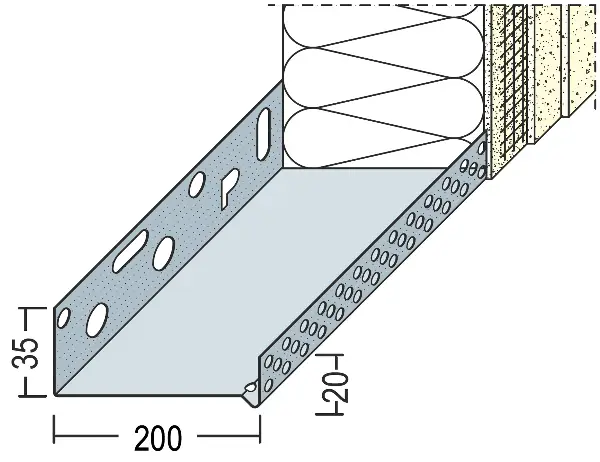 Početni Sockeltrogprofil WDVS Alu 200mm 90820 (9218) 2,50lfm/Sta, 6Sta/Bd, 39Bd/Pal, Z490820