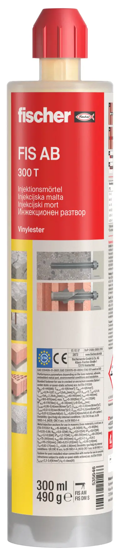 =§= Injekciona masa FISCHER FIS AB 300 T AUSTRIA BOND 300ml s 2 FIS miksera RED 12kom/karton, Z535646