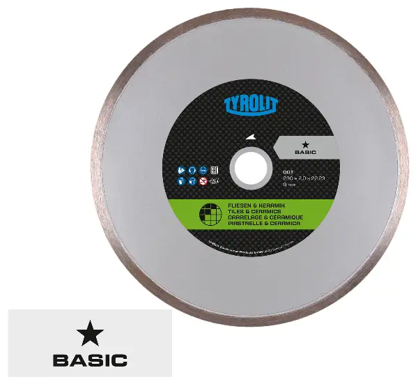 Dia rezna ploča za keramičke pločice 1A1R 125x1,6x22,23mm DCT TYROLIT sa zatvorenim reznim rubom, Z75868