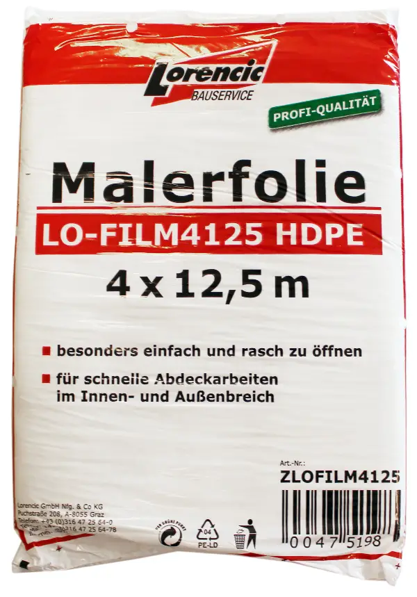 Folija za mol LO-FILM4125 HDPE 4x12,5m, ZLOFILM4125