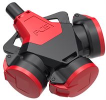 Šuko utičnica trostruka TAURUS 2 gumena IP54 sa crvenim poklopcem, Z253722-SR