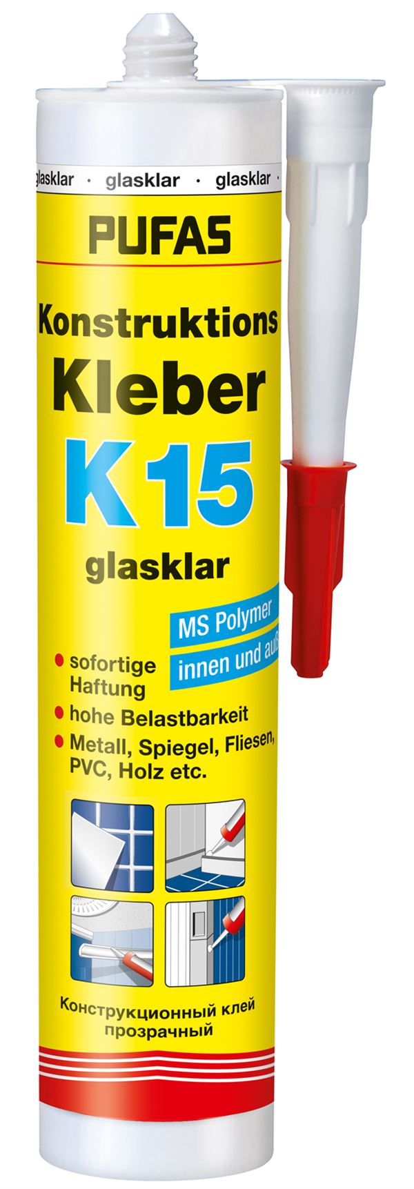 Konstruktions-Kleber K15 glasklar 300g 12Stk/Kart 104Kart/Pal, Z035001000