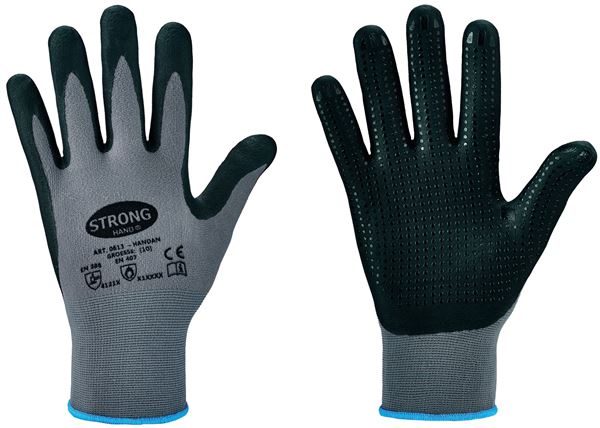 Radne rukavice HANDAN STRONGHAND®, sive, EN388+EN407, vel. 9, 120pari/kart, Z061309