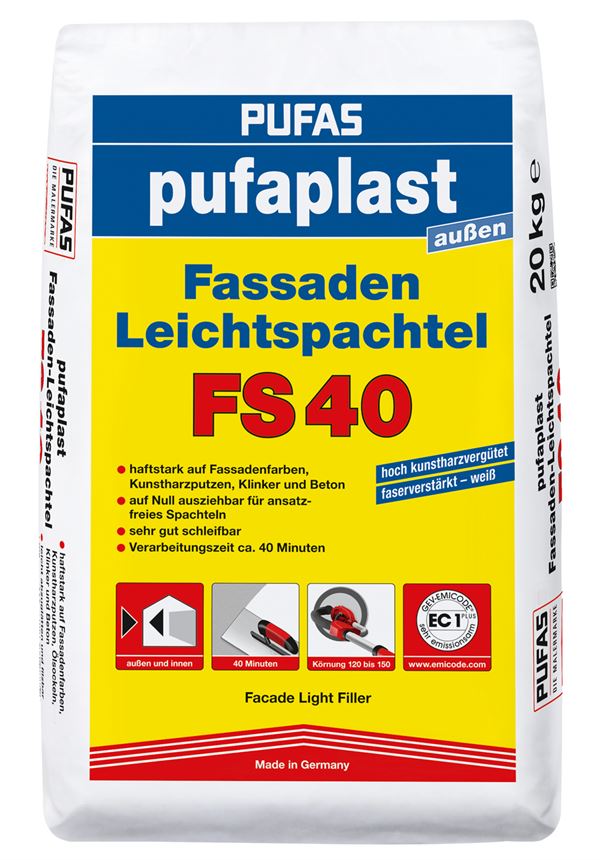 Fassaden-Leichtspachtel PUFAPLAST FS40 20kg/Sack 42Sack/Pal, Z112604000
