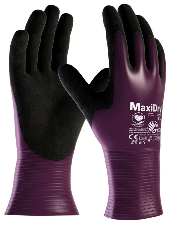 Radne rukavice višenamjenske MAXIDRY® 56-426, lila/crne, premazane, EN388+EN374, vel. 9, Z131909