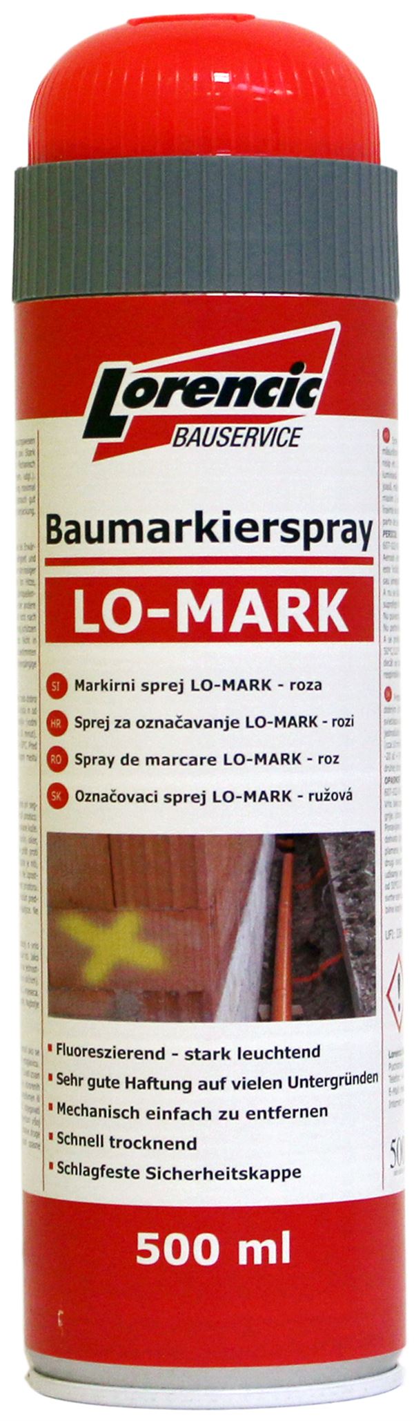 =§= Sprej za obeležavanje LO-MARK crveni 500ml 12kom/kart 75kart/pal, Z241613LO