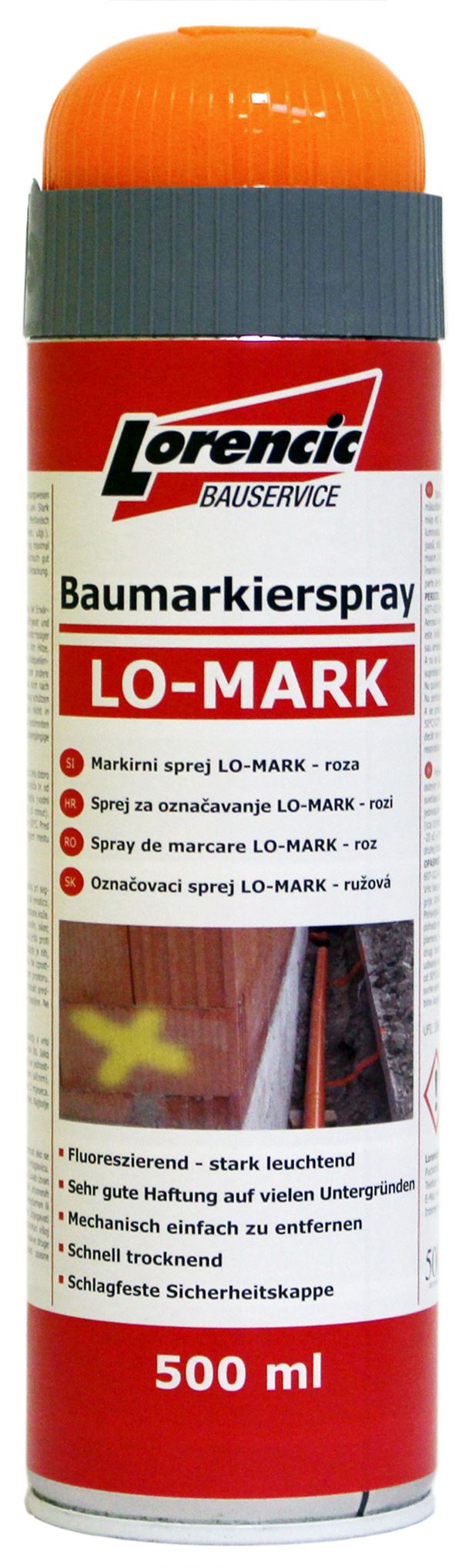 =§= Sprej za obeležavanje LO-MARK narandžasti 500ml 12kom/kart 75kart/pal, Z241616LO