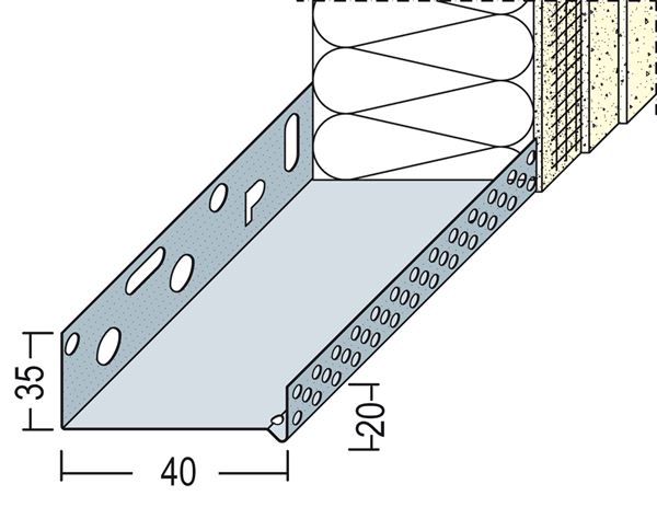 Sockeltrogprofil WDVS Alu 40mm 90604 (9144) 2,50lfm/Sta, 10Sta/Bd, Z490604