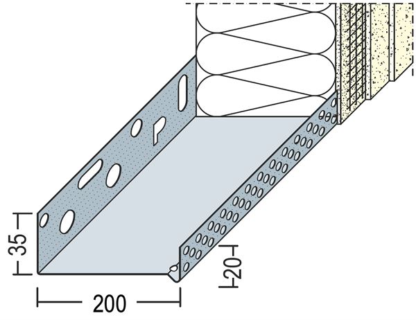 Početni Sockeltrogprofil WDVS Alu 200mm 90820 (9218) 2,50lfm/Sta, 6Sta/Bd, 39Bd/Pal, Z490820