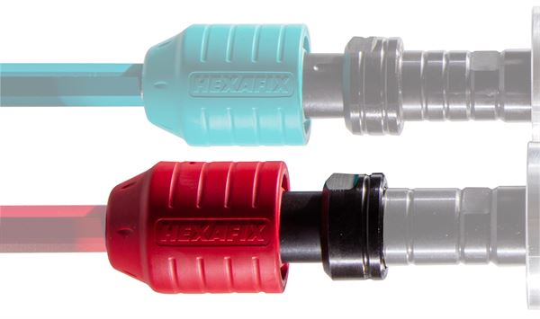 Adapter s navojem DUO M-14 na HEXAFIX tirkizni desni za ručni mikser Xo 33/55 R DUO, Z49545