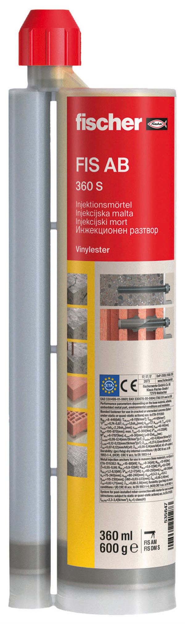 =§= Injektionsmörtel FISCHER FIS AB 360 S AUSTRIA BOND 2K 360ml m. 2 FIS MR Plus VPE6, Z535647
