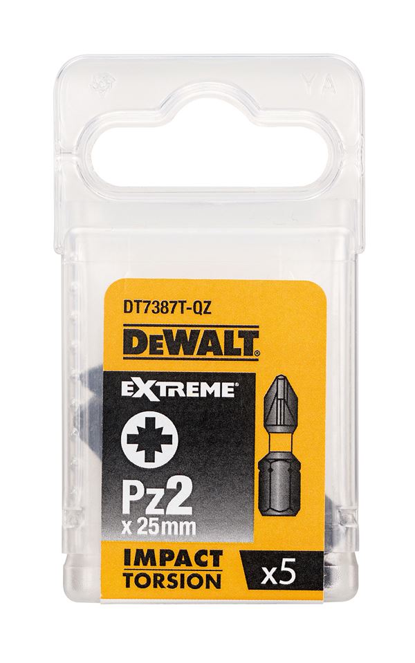 Bitovi PZ2 x 25mm EXTREME® IMPACT TORSION DEWALT® otporni na udarce 5kom/pak, ZDT7387T-QZ