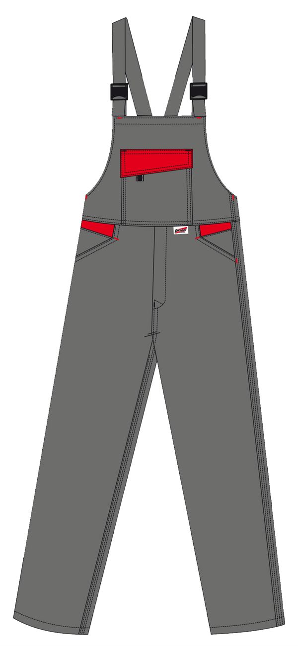 Pantalone s tregerima LO-ACTIVE antracit/crvene 245 g/m² vel. 50 5kom/pak, ZLO-ACTAR-LH50